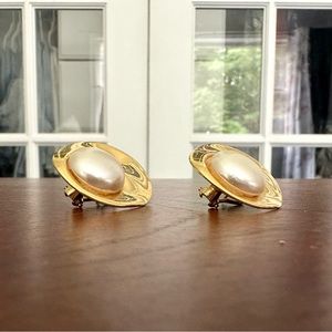 Vintage Pearlescent and Gold Earrings